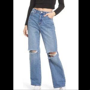 BP mid-rise baggy jean distressed light wash Size 26